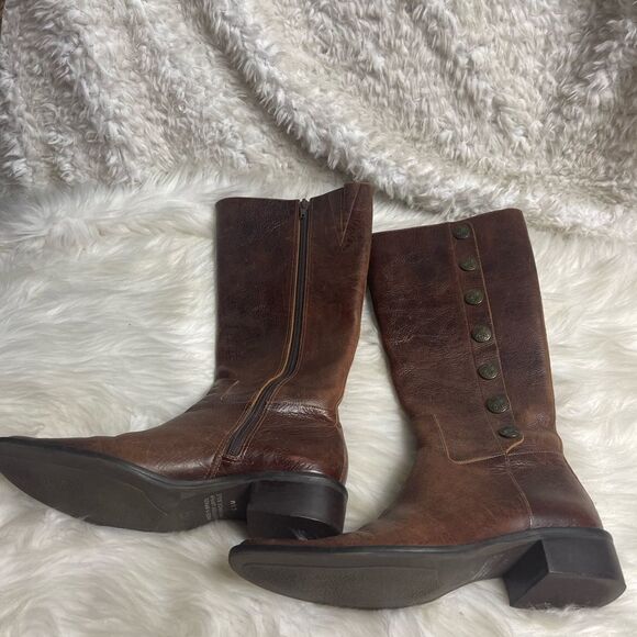 Women’s Nicole Boots Genuine Leather Distressed Brown Size 6.5M - Picture 7 of 12